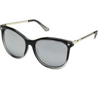 GUESS Women's GF0302 Shiny Black To Crystal Grey/Smoke Mirror Lens Sunglasses