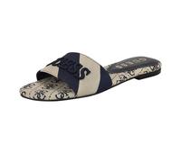 GUESS Women's Harini Flat Sandal, Dark Blue/White Stripe Multi 400, 40 EU