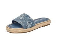 GUESS Women's Katic Flat Sandal, Medium Blue Denim Logo 420, 37.5 EU