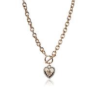 GUESS Womens Pave Framed Heart Toggle Necklace with 4 G Logo Silver/Gold/Crystal One Size