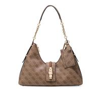 GUESS Yvonne Logo Hobo Bag Latte Logo