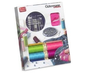 Gütermann Allesnäher + Handnähnadel + Greifer Nähfaden-Set (8 Farben/ 100 m)