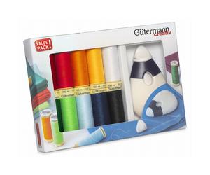 Gütermann Allesnäher + Kreiderad Maus Nähfaden-Set (10 Farben/ 100 m)