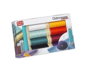 Gütermann Allesnäher + Nadel-Twister Nähfaden-Set (8 Farben/ 100 m)