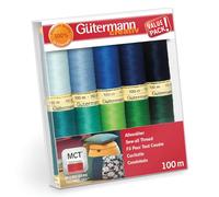 Gütermann Allesnäher Set 10 x 100 m Nähgarn in Blau und Grün Nuancen
