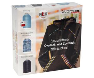 Gütermann Bulky-Lock 80 Bauschgarn-Box (Miniking UNI + Multi/ 16 x 1000 m)