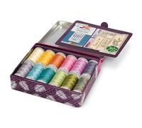 Gütermann Creativ Cotton 30 | Nähgarnbox mit Nadeln und Etiketten - Natürliche Näh- und Stickgarne, 12 x 300m - 1 Set