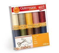 Gütermann creativ Nähfaden-Set mit 10 Spulen Baumwolle 100 m in verschiedenen Farben, Mehrfabig, 100x118x22 mm