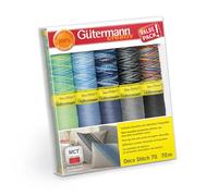 Gütermann creativ Nähfaden-Set mit 10 Spulen Zierstichfaden Deco Stitch 70 70 m in verschiedenen Uni- und Multicolour-Farben