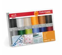 Gütermann creativ Nähfaden-Set mit 12 Spulen Cotton 30 300 m in verschiedenen Farben