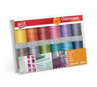 Gütermann creativ Nähfaden-Set mit 12 Spulen Cotton 30 300 m in verschiedenen Multicolour-Farben