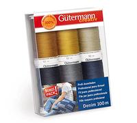 Gütermann creativ Nähfaden-Set mit 6 Spulen Profi-Jeansfaden Denim 100 m in den typischen Jeanssteppfarben