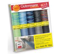 Gütermann creativ Nähfaden-Set mit 10 Spulen Zierstichfaden Deco Stitch 70 70 m in verschiedenen Uni- und Multicolour-Farben