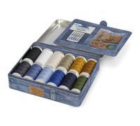 Gütermann Denim Box mit Jeansnadeln Lederetiketten No.50 (12 Farben/ 100 m)