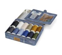 Gütermann Denim Box mit Jeansnadeln Lederetiketten No.50 (12 Farben/ 100 m)