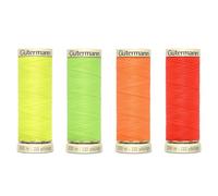 Gütermann Garn 4 Rollen NEON Maschinen Nähgarn 100 m, 100% Polyester, Schrumpffrei, Bügelfest, Farb- und Lichtecht
