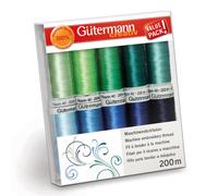 Gütermann Rayon 40 Stickfaden-Set – 10 x 200 m – Grün/Blau