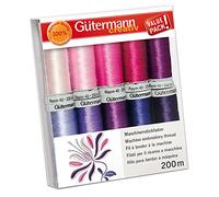 Gütermann Maschinenstickgarn Set Rayon Nr. 40, 10 Rollen à 200 m, Rosa und Lila Töne