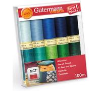Gütermann Nähfaden-Set "Kalte Farben", 10 Spulen Nähgarn Allesnäher sortiert in verschiedenen kalten Farben, - 1 Stück (734006-5)