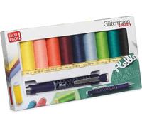 Gütermann creativ Nähfaden-Set mit 10 Spulen Allesnäher 100 m in verschiedenen Farben + ein Minenstift von PRYM, GUT_734566, 200x105x24 mm, mehrfabig