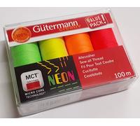 Gütermann Allesnäher Nähfaden-Set NEON (4 Farben/ 100 m)