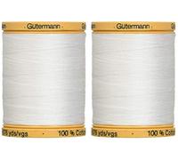 Gütermann Natürliches Baumwollgarn, einfarbig, in verschiedenen Farben erhältlich, baumwolle, weiß, 2er-Pack