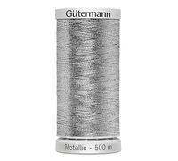 Gütermann Sulky Metallic Stickgarn 500 m - Farbe 7009 Silber - Metallgarn für Maschinenstickerei und Handstickerei