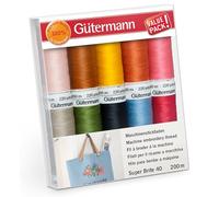 Gütermann Super Brite 40 Stickgarn-Set, 10 Spulen à 200 m, Glanzgarn