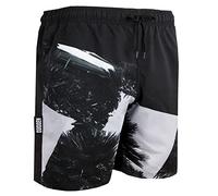 GUGGEN Mountain Badehose für Herren Schnelltrocknende Badeshorts 1603 mit Kordelzug Beachshorts Boardshorts Schwimmhose Männer mit Palmen Schwarz Weiss XL