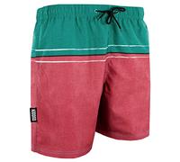 GUGGEN Mountain Badehose für Herren Schnelltrocknende Badeshorts 1607 mit Kordelzug Beachshorts Boardshorts Schwimmhose Männer mit Streifen Gruen Rot XXL