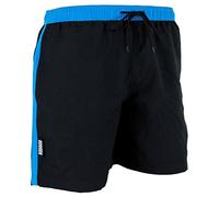 GUGGEN Mountain Badehose für Herren Schnelltrocknende Badeshorts 1889 mit Kordelzug Beachshorts Boardshorts Schwimmhose Männer schwarz mit blauen Streifen Beach Farbe Schwarz L