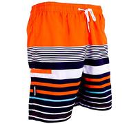GUGGEN Mountain Badehose für Herren Schnelltrocknende Badeshorts 595 mit Kordelzug Beachshorts Boardshorts Schwimmhose Männer mit Muster Orange Schwarz L
