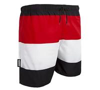 GUGGEN Mountain Badehose für Herren Schnelltrocknende Badeshorts 597 mit Kordelzug Beachshorts Boardshorts Schwimmhose Männer mit Muster Schwarz Rot M