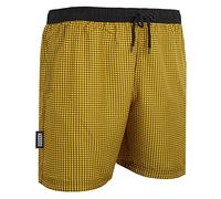 GUGGEN Mountain Badehose für Herren Schnelltrocknende Badeshorts Style-6 mit Kordelzug Beachshorts Boardshorts Schwimmhose Männer kariert Farbe Lemon S