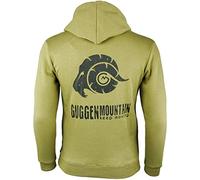 GUGGEN Mountain Herren Kapuzenpullover mit Fleece Hoodie Hooded Logo Sweater Sweatjacke Warmer Pullover Streetwear Langarm Kapuze Outdoor Sport Olive Grü L