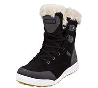 GUGGEN Mountain HPC56 Damen Fellstiefel Winterstiefel Winterschuhe Echtleder Stiefeletten gefütterte Leder Stiefel mit Kunstfell Boots Outdoorschuhe wasserdicht mit Membran, Farbe Schwarz-Grau, EU 43