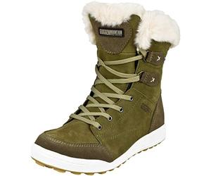 GUGGEN Mountain HPC56 Damen Fellstiefel Winterstiefel Winterschuhe Echtleder Stiefeletten gefütterte Leder Stiefel mit Kunstfell Boots Outdoorschuhe wasserdicht mit Membran, Farbe Olive, EU 42