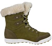 GUGGEN Mountain HPC56 Damen Fellstiefel Winterstiefel Winterschuhe Echtleder Stiefeletten gefütterte Leder Stiefel mit Kunstfell Boots Outdoorschuhe wasserdicht mit Membran, Farbe Olive, EU 42