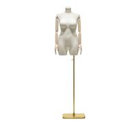 GUHPZA Weibliche Schaufensterpuppe Mit Drehbaren Armen, Verstellbarer Höhe (175-234 cm), Metallfuß,White Gold