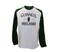 Guinness langärmeliges T-Shirt mit Bierkrug und „Guinness Ireland”, weiß mit grünen Ärmeln