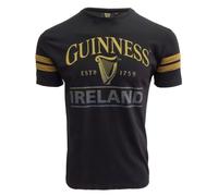 Guinness Schwarz Deep Tan Tape T-Shirt mit Harfe und Irland Text Design | Lässiges stilvolles Baumwolle Tee Shirt Top für Herren (XL)