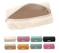 Guishop-EU Mäppchen Cord-Stoff,Pencil Case，Federmäppchen Milchig Grau für Mädchen Teenager, Federtasche Stiftetasche Stiftemappe Pencil Case Schulmäppchen für Schule, Büro (cremefarben)