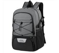 GUJOIN Sport-Basketball-Rucksack mit Schuhfach, 15,6 Zoll Laptop, reflektierender Streifen, Turnbeutel für Damen und Herren, 35 l, grau, 35L