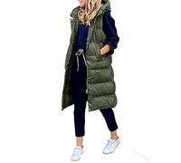 GuliriFe Lange Jacke Weste für Damen Ärmellose Daunenweste Kapuzenweste Lange Steppweste Winteroberbekleidung