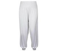 Gum & Berries Haremshose für Mädchen Alibaba locker lässig Baggy-Hose Sport Tanz elastisch Yoga-Leggings Kinder Neon ausgestelltes Kostüm Kinder Bequeme entspannte Hose mit hoher Weiß 5-6 Jahre