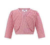 Gum & Berries Mädchen Langarm Blumenspitze Bolero Cardigan Kinder Shrug Zudecken Perlen Strukturierte Perlen Design Besondere Anlässe Smart Look Top Altrosa 3-4 Jahre