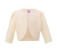 Gum & Berries Mädchen Langarm Blumenspitze Bolero Kinder Shrug vertuschen Blume Design Cardigan für besondere Anlässe Smart Look Oberteil Champagner 13 Jahre
