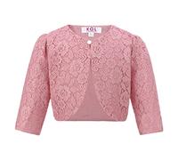 Gum & Berries Mädchen Langarm Blumenspitze Bolero Kinder Shrug vertuschen Blume Design Cardigan für besondere Anlässe Smart Look Oberteil Altrosa 4-5 Jahre