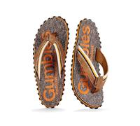 Gumbies Cairns Unisex-Flip-Flops mit superweichem Baumwoll-Zehensteg, Stoff-Fußbett und recycelter Gummisohle, Komfort garantiert, Orange/Abendrot im Zickzackmuster (Sunset Chevron), 43 EU
