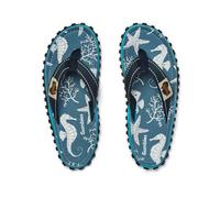 Gumbies Originals Blau - Flip Flops aus recycelten Materialien - robuste Sohle aus wiederverwerteten Autoreifen, weiches Fußbett aus Canvas-Baumwolle, bequemer Baumwoll-Zehensteg - Seahorse, 37